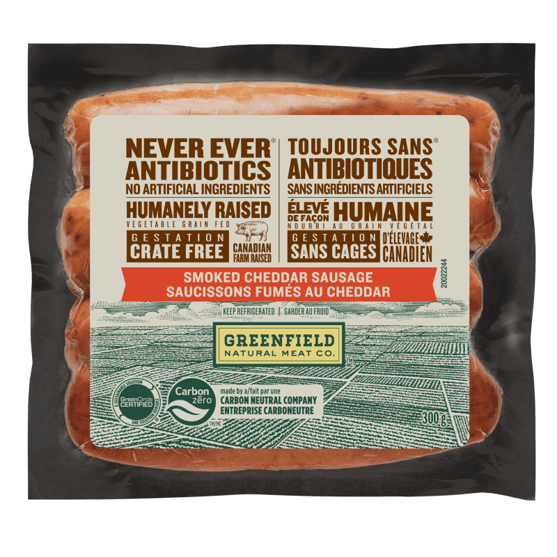 Greenfield Natural Meat Co Smoked Cheddar Sausage/Saucissons Fumes Au Cheddar