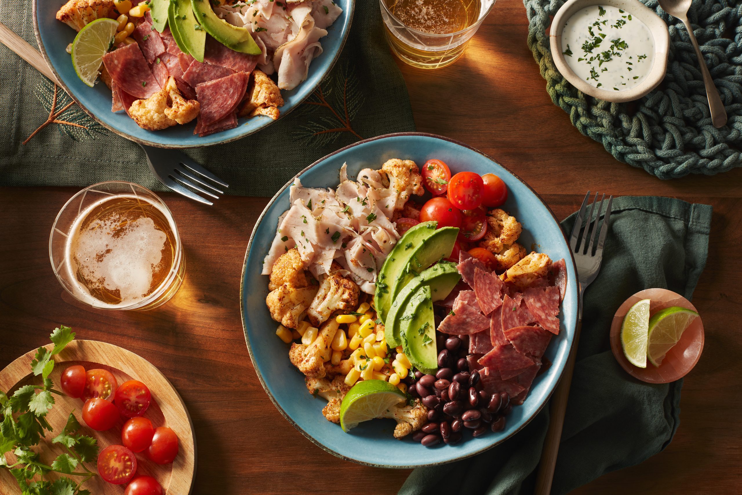 Cauliflower Turkey and Salami Taco Bowls