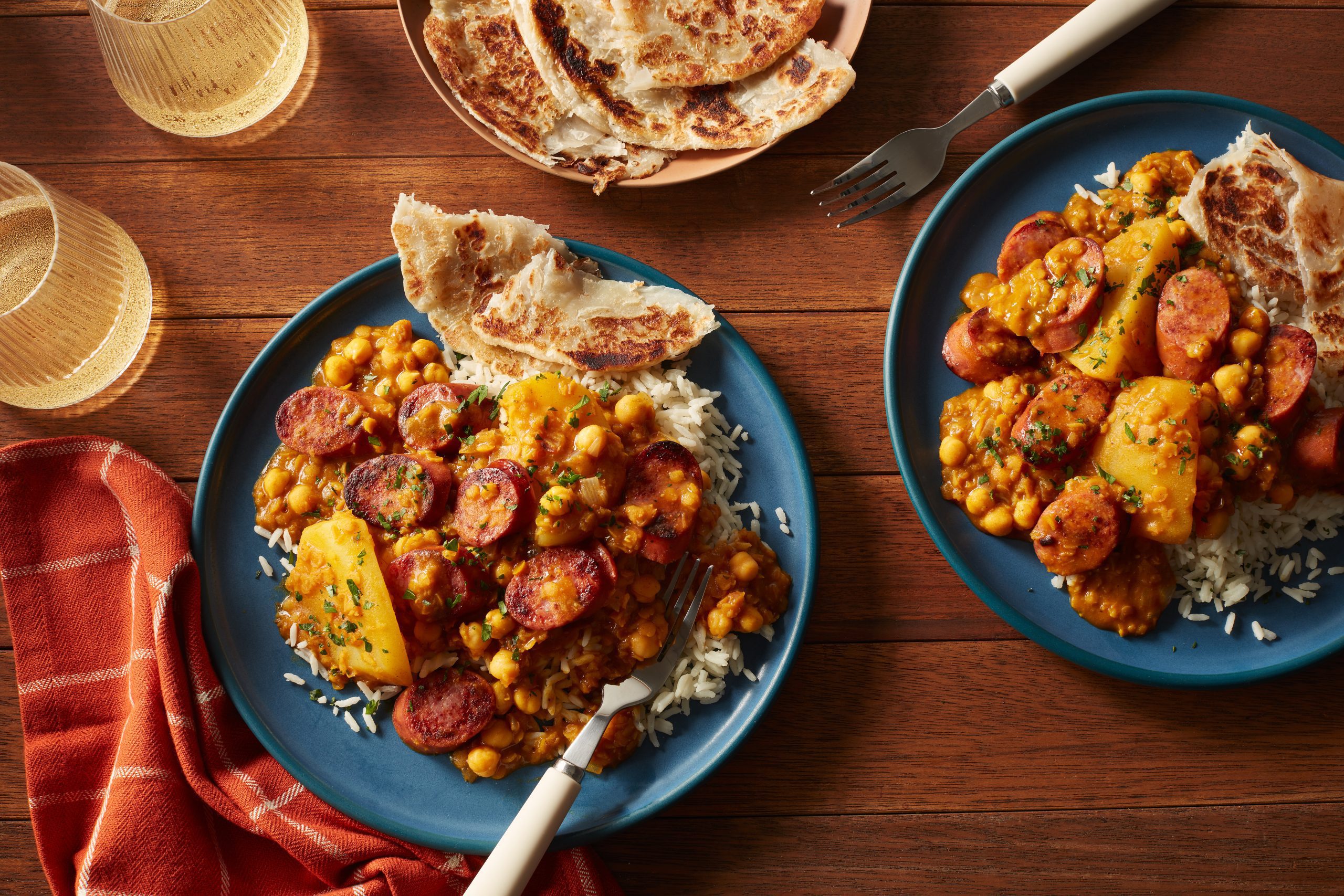 Curry Potato and Chana with Sausage