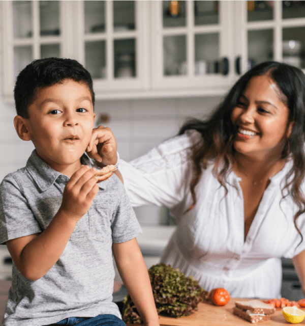 mother and child enjoying breakfast