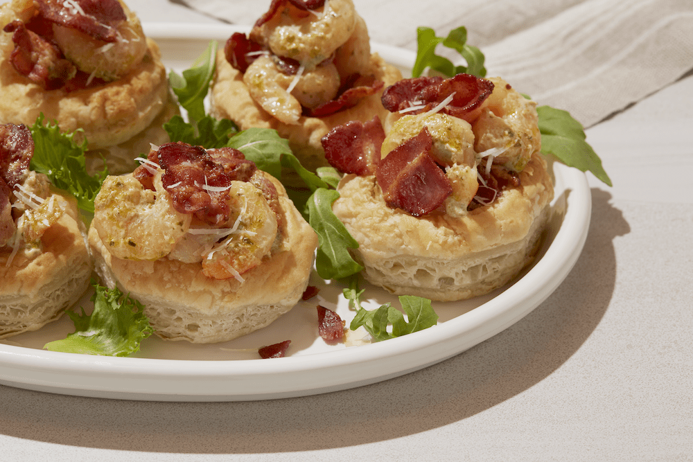 Creamy Bacon and Shrimp Pesto Puffs