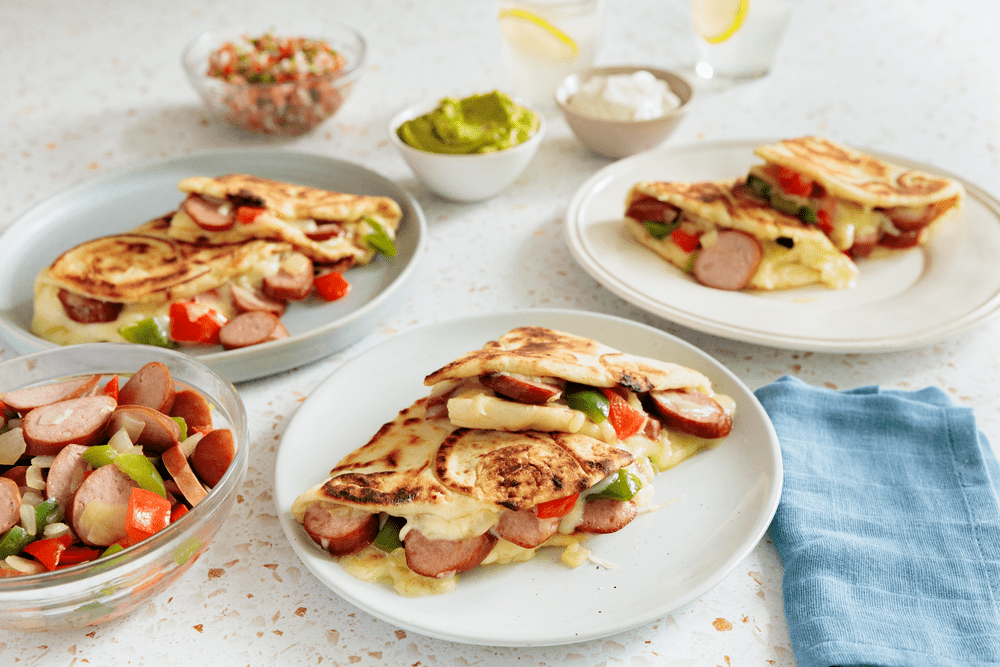 Smoked Sausage Naan Quesadilla