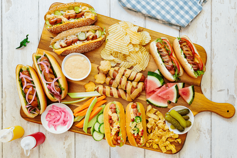 planche de hot dogs pour pique nique