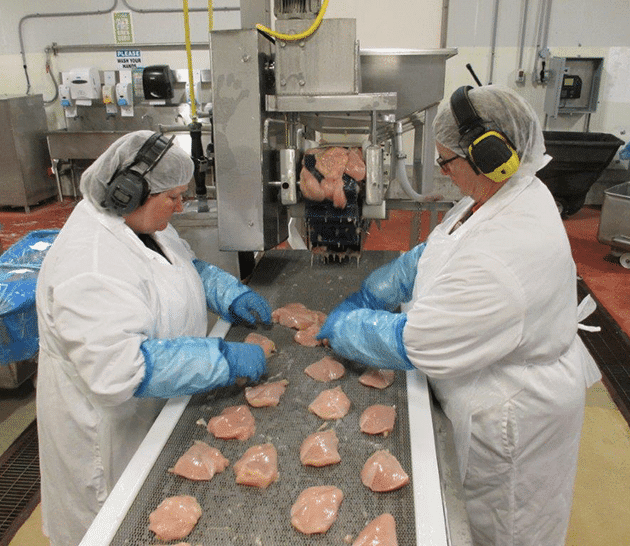 Workers on the production line in Edmonton