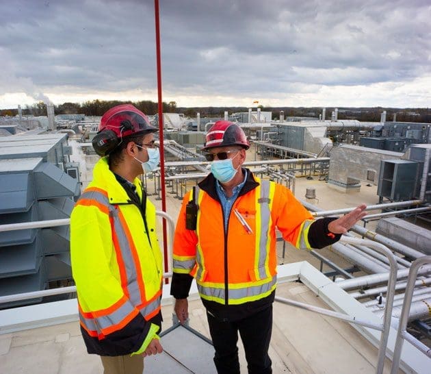 On rooftop at Hamilton manufacturing plant