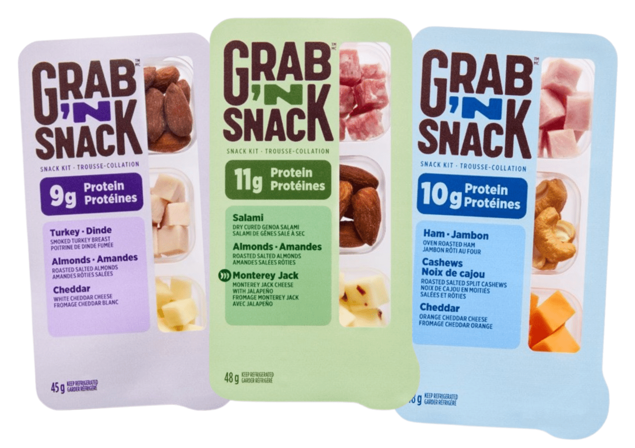 trio of pack shots for Grab N' Snack