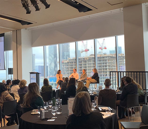 Moderator Vani Jain with panelists Adam Fair, Charlene Liske, and Kathryn Scharf at the Food Security Symposium