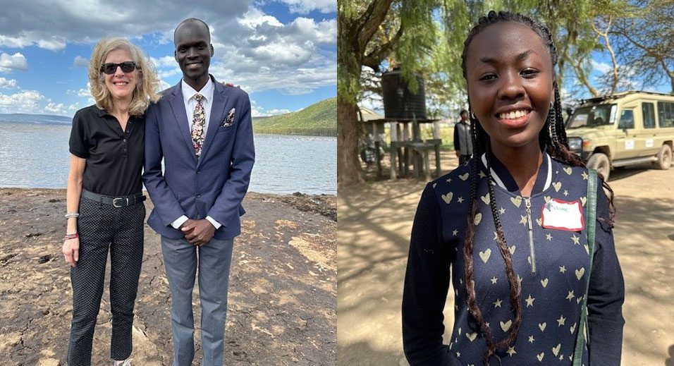 Left: Lynda with John Dor, a refugee from Sudan who is in his final year of university majoring in Economics. Right: Pauline, who is receiving a Wezesha scholarship to study law. 