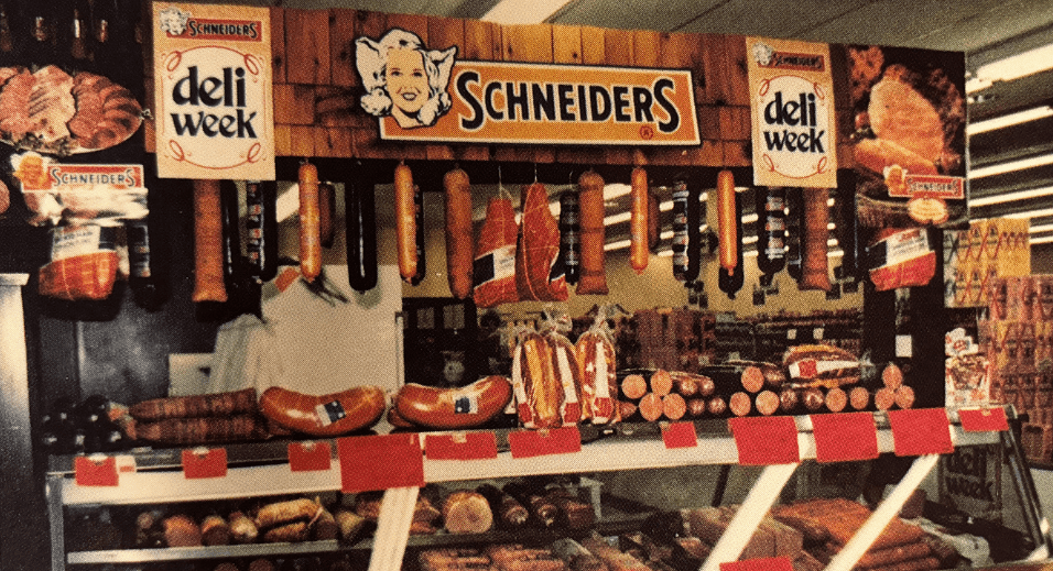 historical photo showing all of the original Schneiders products