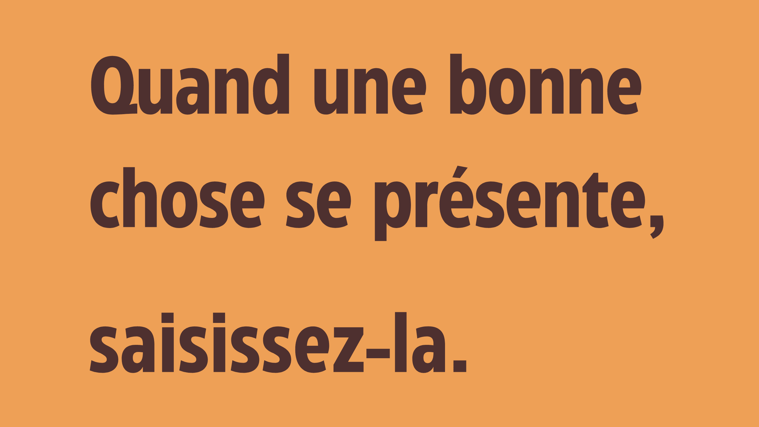 quand une bonne chose se présente, saisissez-la bannière