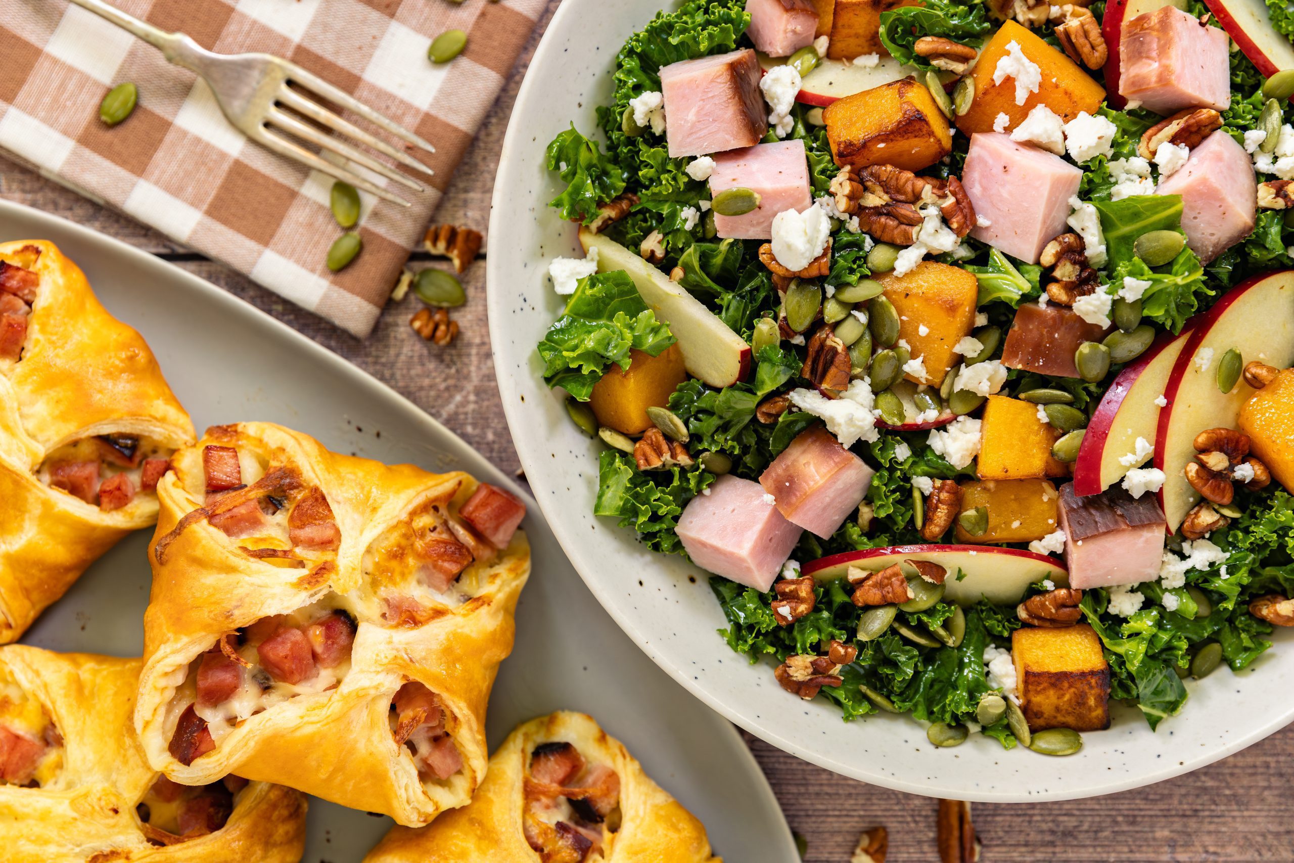 Ham Turnovers with Kale Salad
